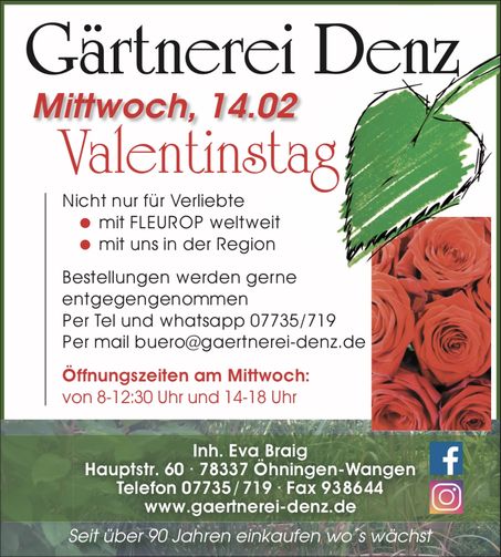 Anzeige zum Valentinstag